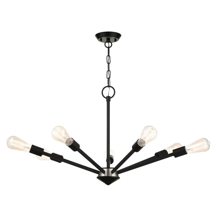 Livex Prague 45837-04 Chandelier Light - Black with Brushed Nickel Accents