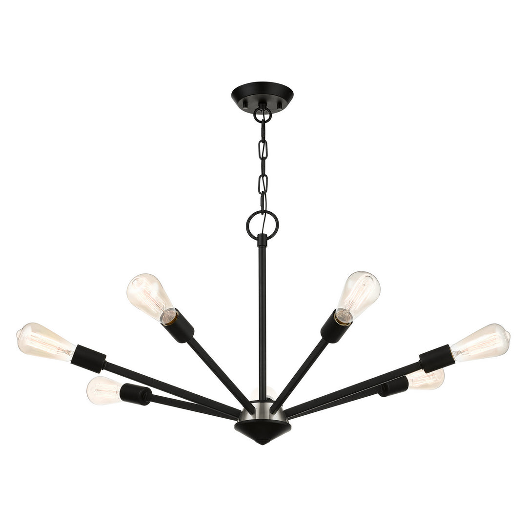 Livex Prague 45837-04 Chandelier Light - Black with Brushed Nickel Accents