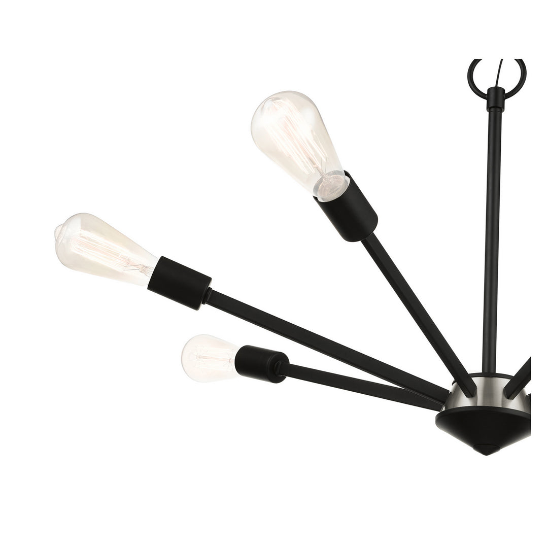 Livex Prague 45837-04 Chandelier Light - Black with Brushed Nickel Accents