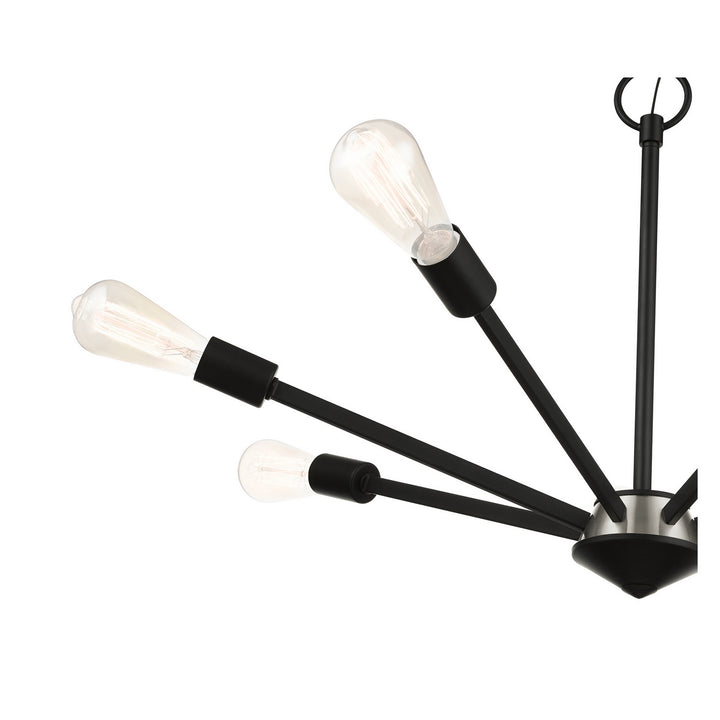 Livex Prague 45837-04 Chandelier Light - Black with Brushed Nickel Accents