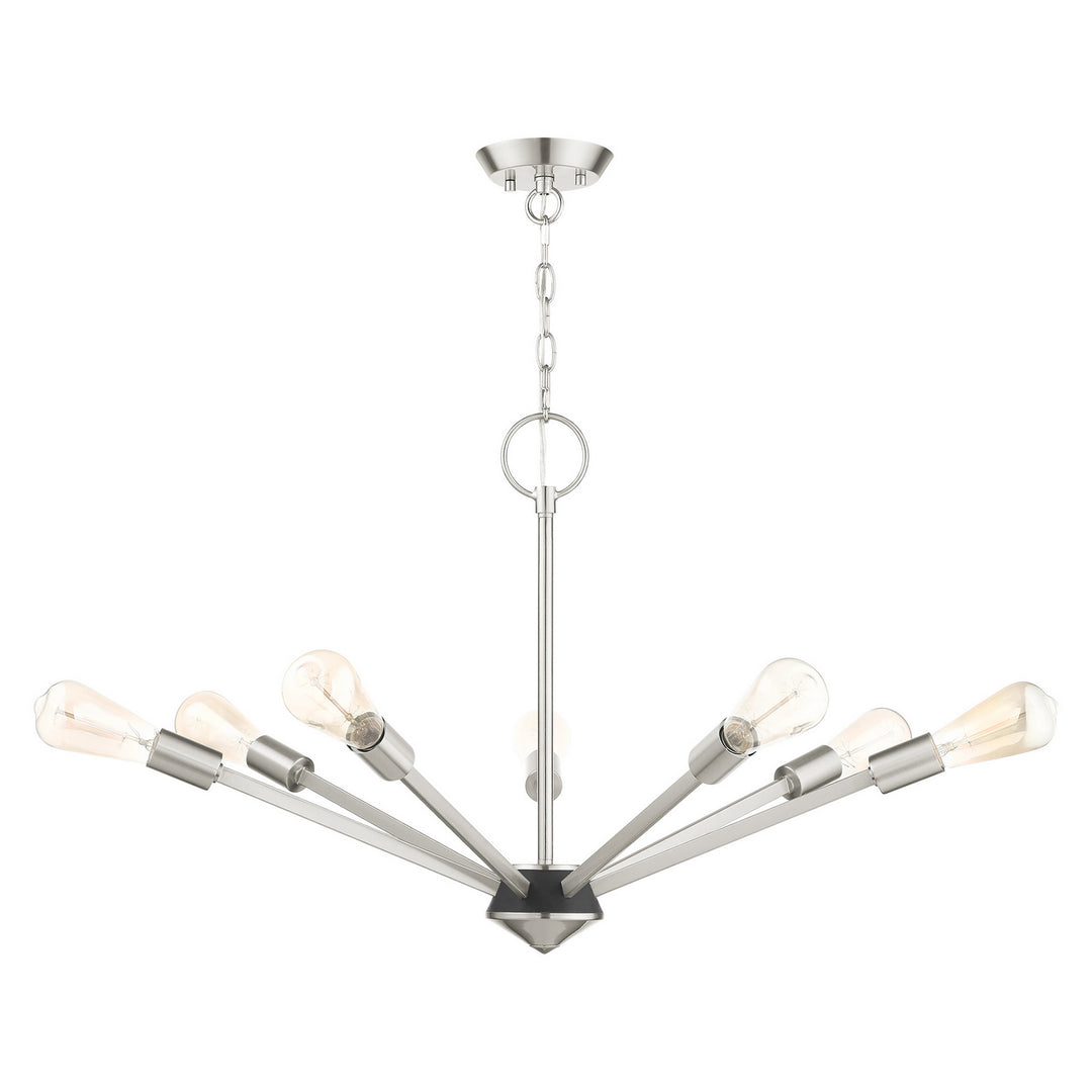 Livex Prague 45837-91 Chandelier Light - Brushed Nickel w/ Black