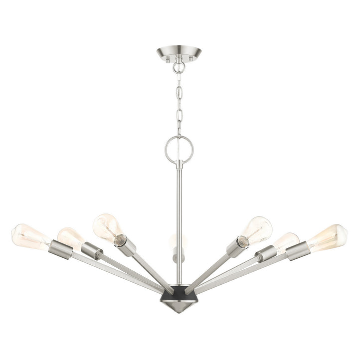 Livex Prague 45837-91 Chandelier Light - Brushed Nickel w/ Black