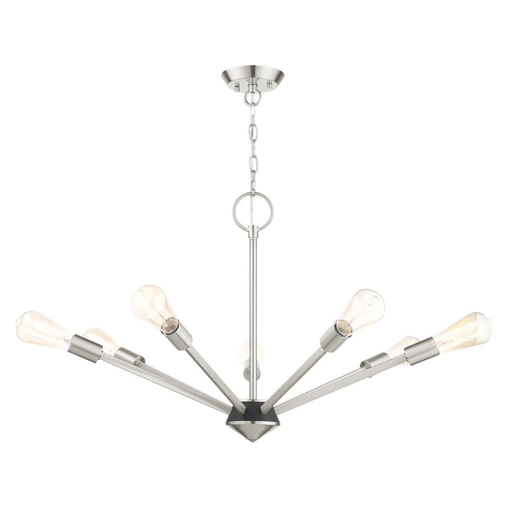 Livex Prague 45837-91 Chandelier Light - Brushed Nickel w/ Black