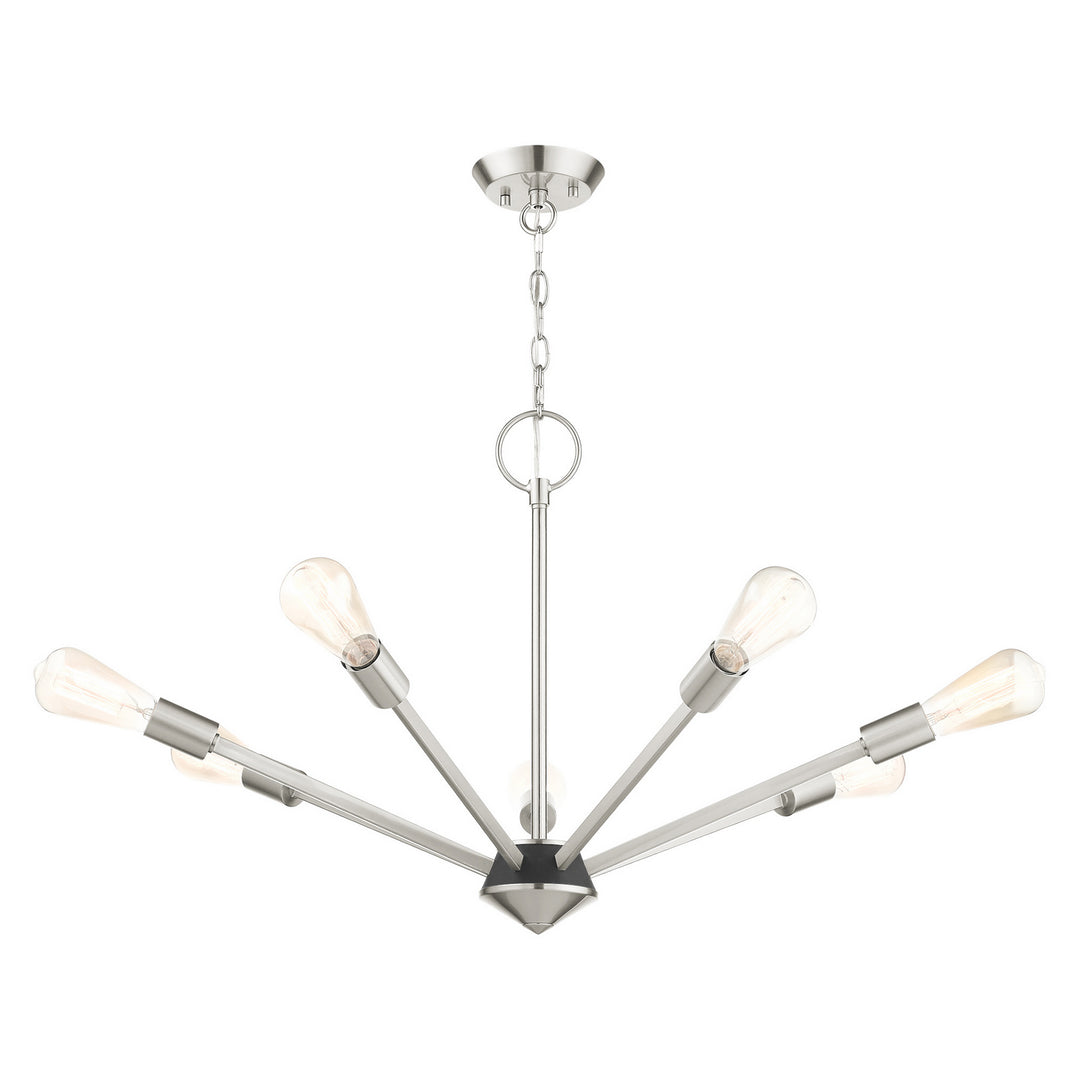 Livex Prague 45837-91 Chandelier Light - Brushed Nickel w/ Black