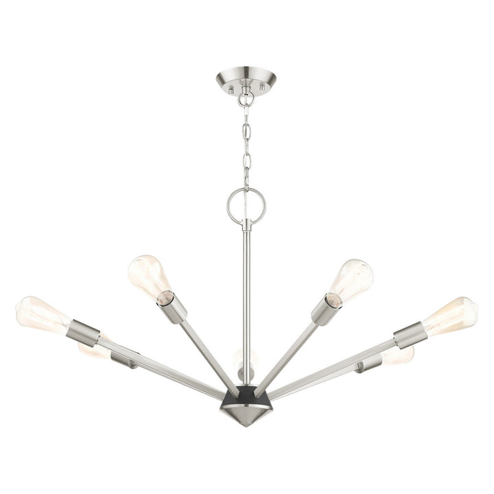 Livex Prague 45837-91 Chandelier Light - Brushed Nickel w/ Black