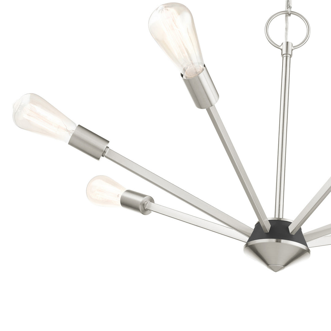 Livex Prague 45837-91 Chandelier Light - Brushed Nickel w/ Black