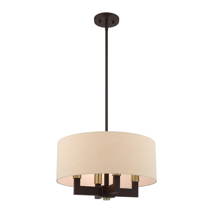 Livex Cresthaven 46164-07 Chandelier Light - Bronze with Antique Brass