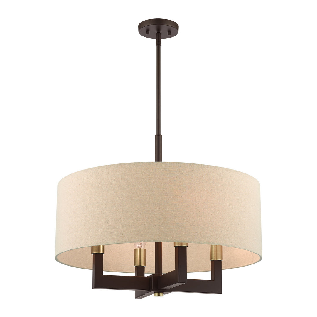 Livex Cresthaven 46166-07 Chandelier Light - Bronze with Antique Brass