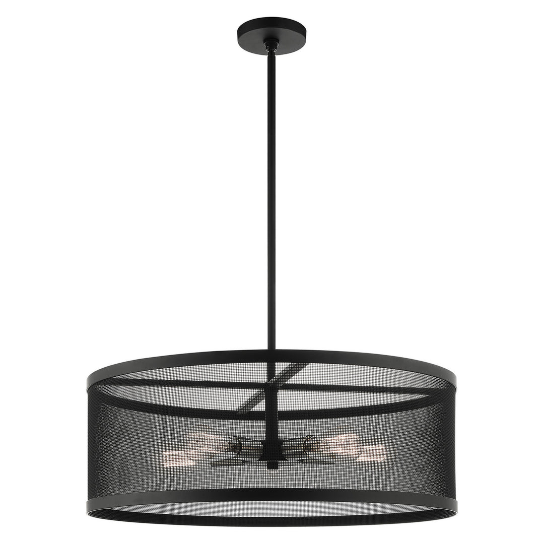 Livex Industro 46215-04 Pendant Light - Black w/ Brushed Nickels