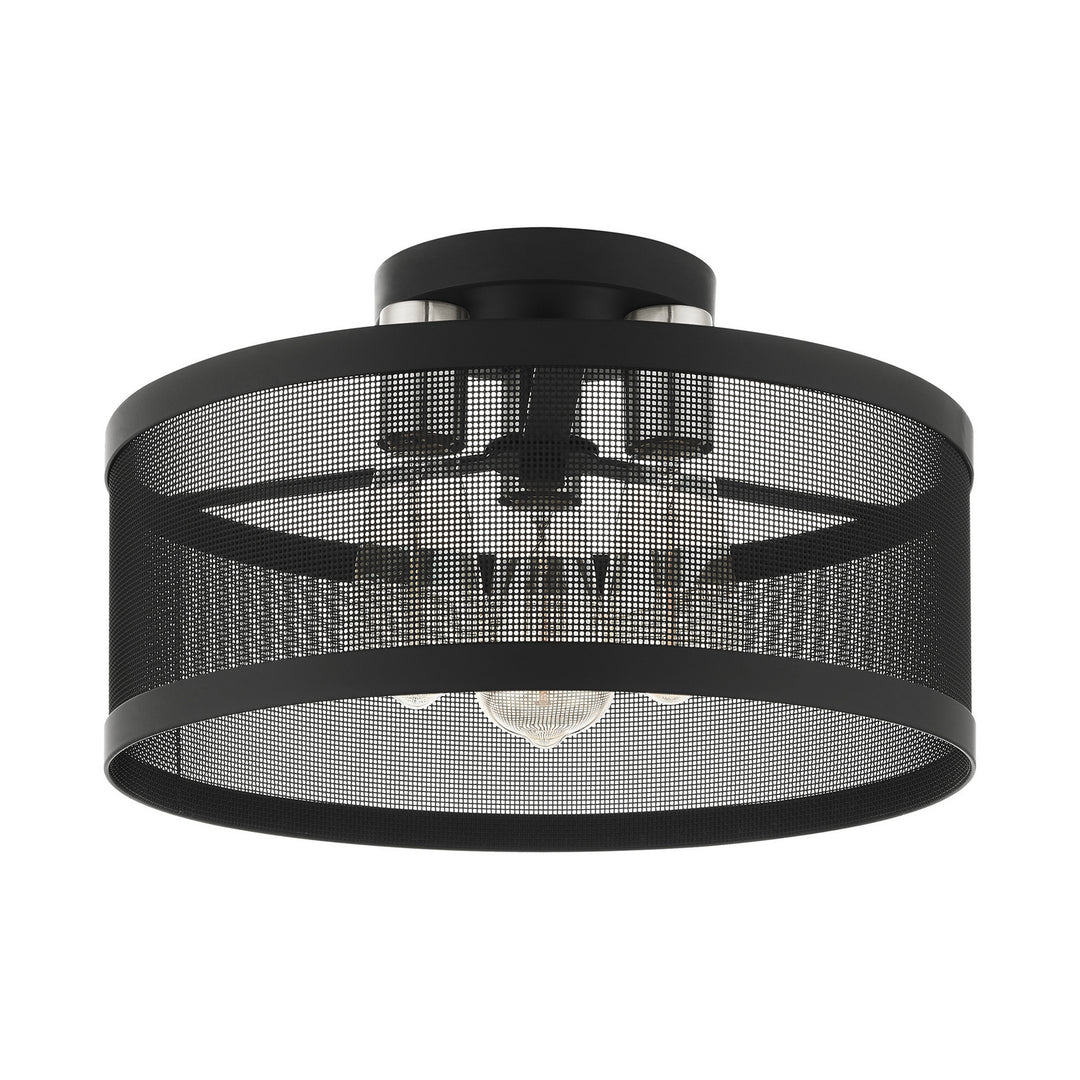 Livex Industro 46218-04 Ceiling Light - Black w/ Brushed Nickels