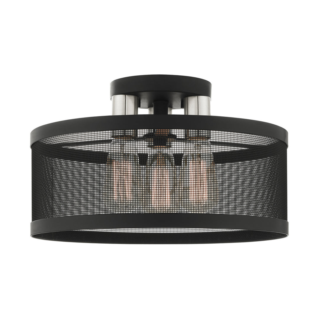 Livex Industro 46218-04 Ceiling Light - Black w/ Brushed Nickels