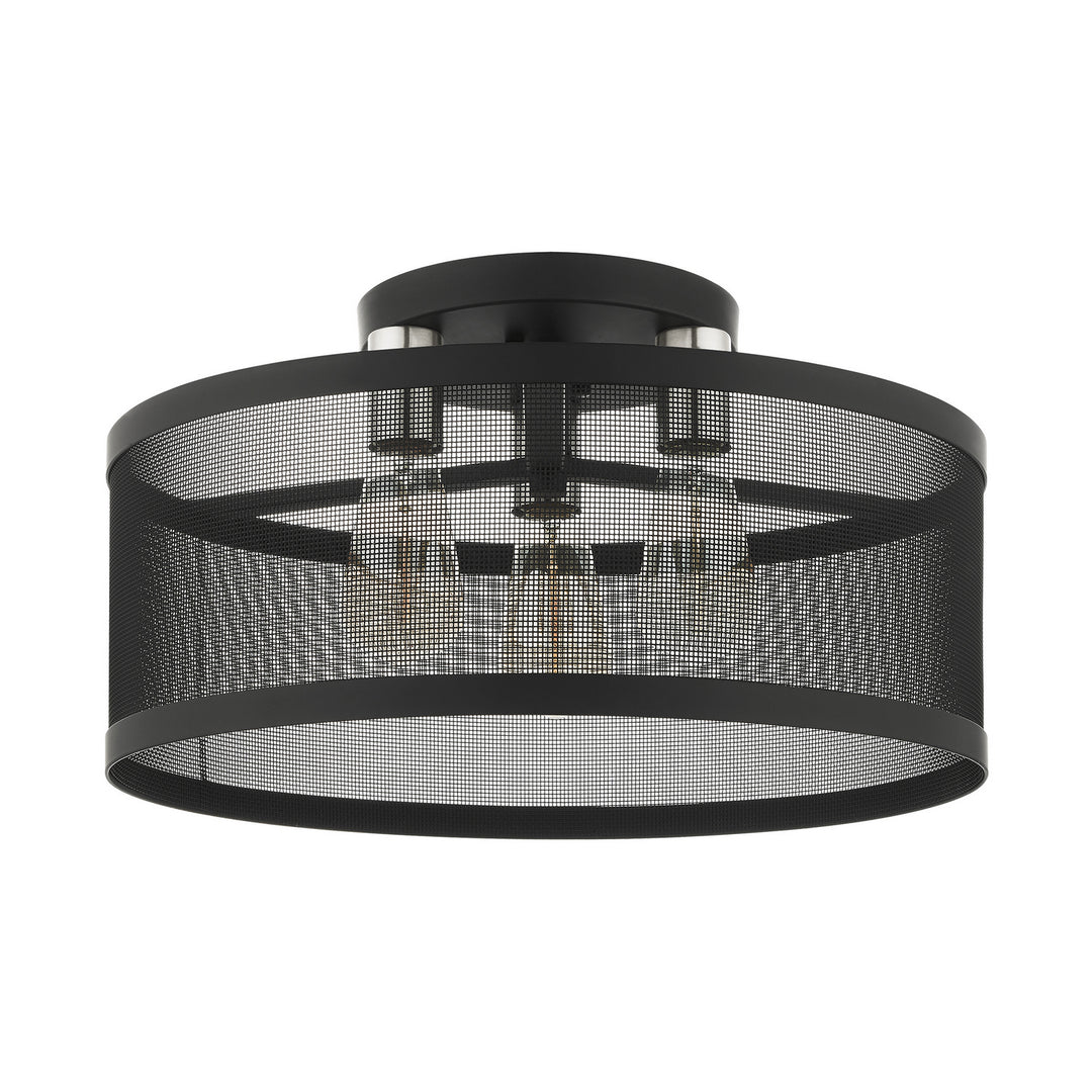 Livex Industro 46219-04 Ceiling Light - Black w/ Brushed Nickels