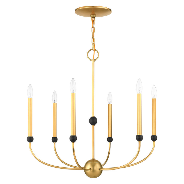Livex Cortlandt 46316-08 Chandelier Light - Natural Brass w/ Bronzes