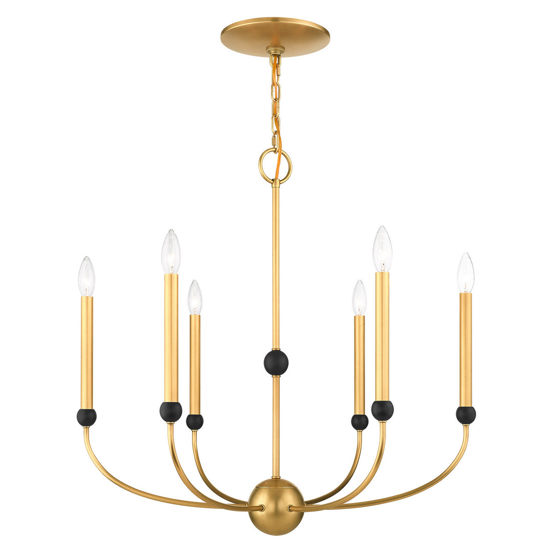 Livex Cortlandt 46316-08 Chandelier Light - Natural Brass w/ Bronzes