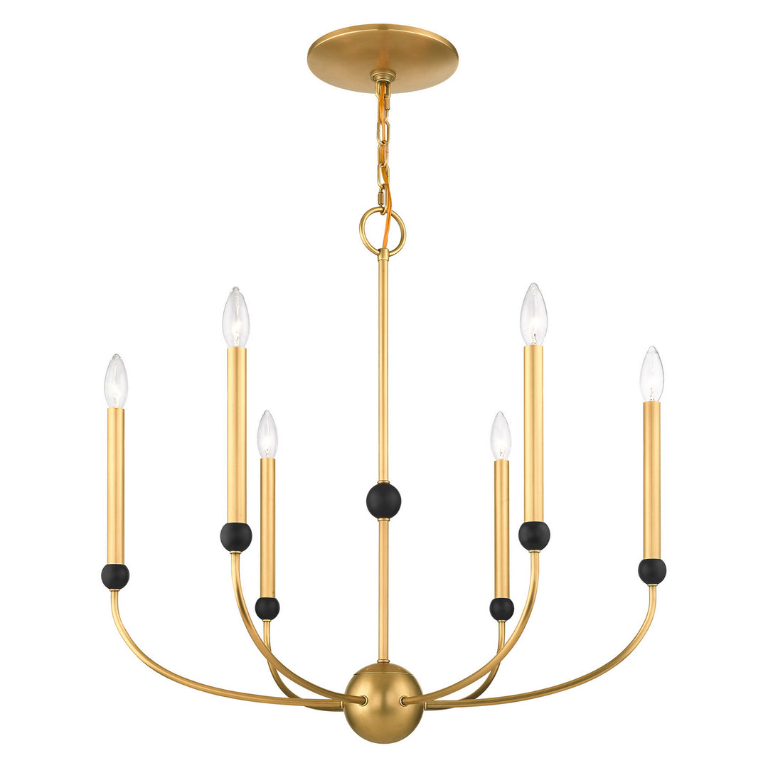 Livex Cortlandt 46316-08 Chandelier Light - Natural Brass w/ Bronzes
