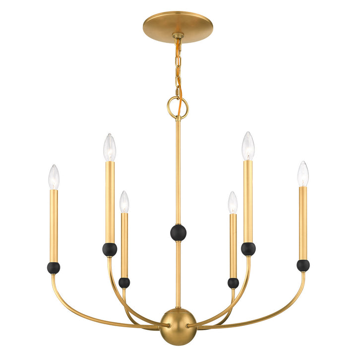 Livex Cortlandt 46316-08 Chandelier Light - Natural Brass w/ Bronzes
