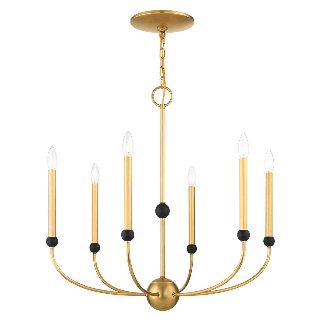 Livex Cortlandt 46316-08 Chandelier Light - Natural Brass w/ Bronzes