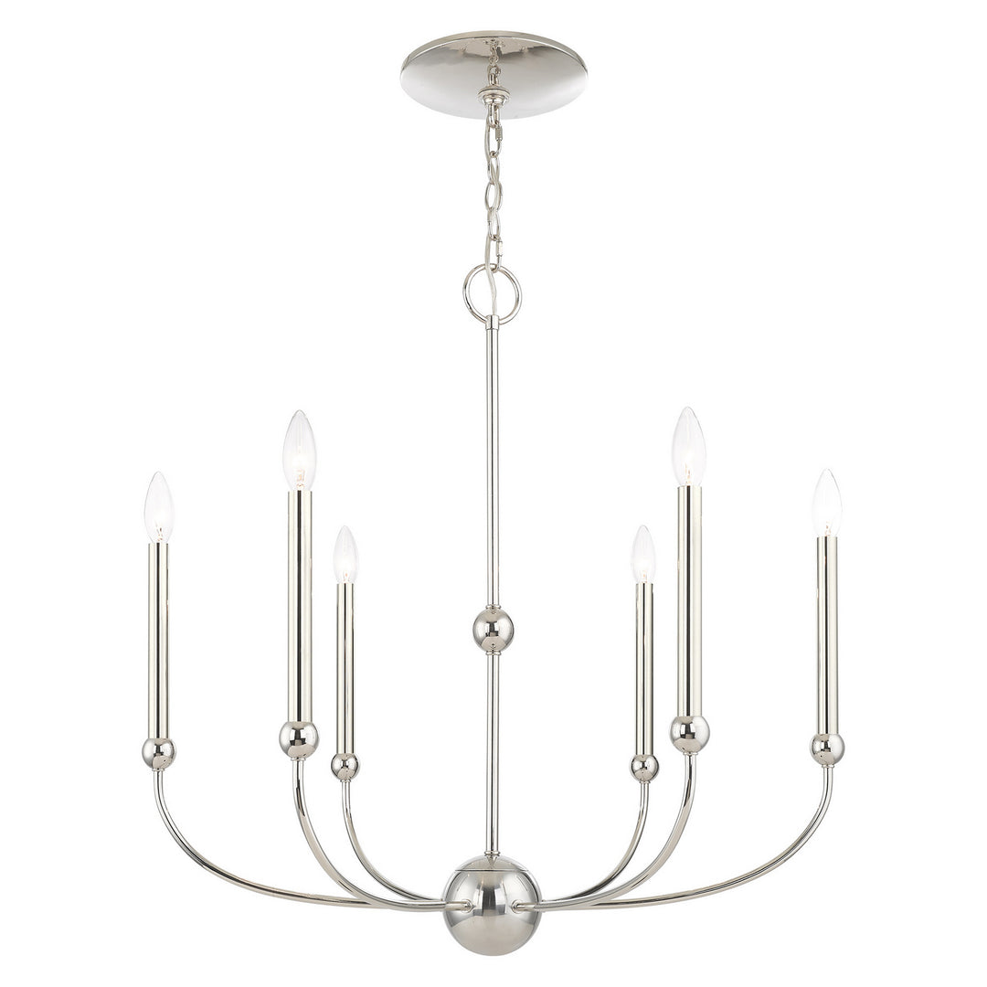 Livex Cortlandt 46316-35 Chandelier Light - Polished Nickel