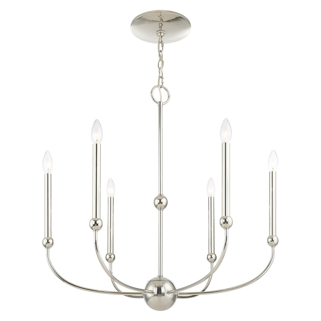 Livex Cortlandt 46316-35 Chandelier Light - Polished Nickel