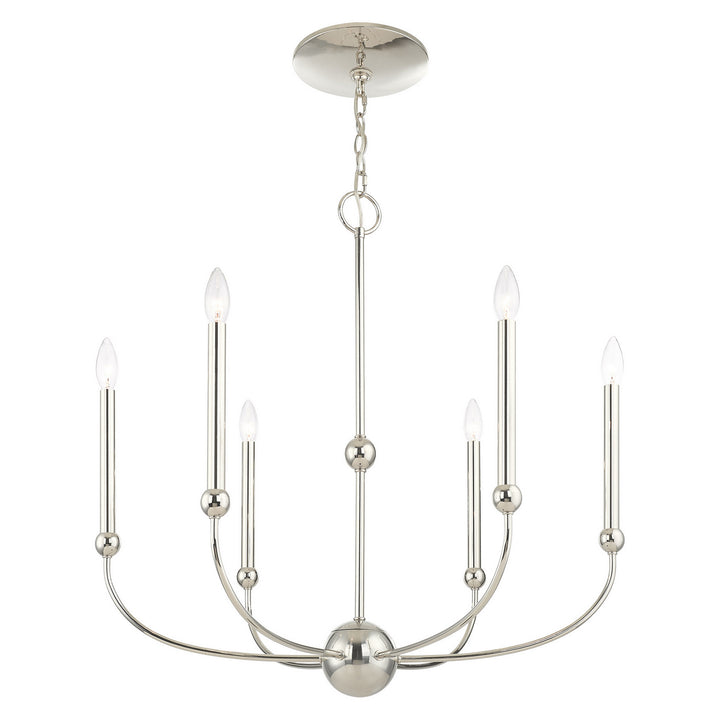 Livex Cortlandt 46316-35 Chandelier Light - Polished Nickel