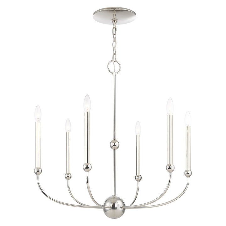 Livex Cortlandt 46316-35 Chandelier Light - Polished Nickel
