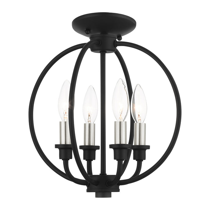 Livex Milania 4664-04 Ceiling Light - Black w/ Brushed Nickels