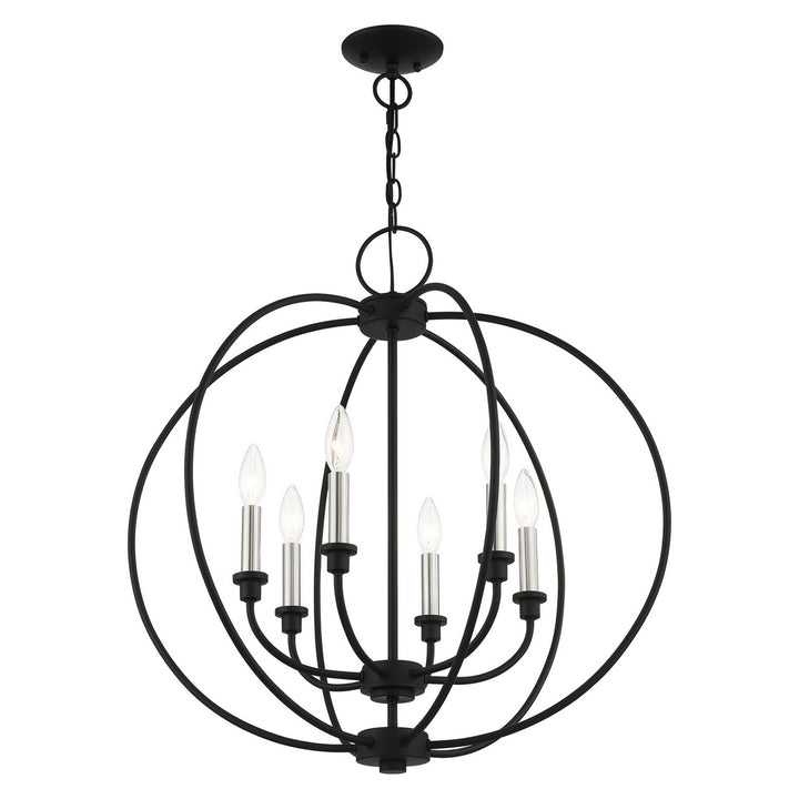 Livex Milania 4666-04 Chandelier Light - Black w/ Brushed Nickels
