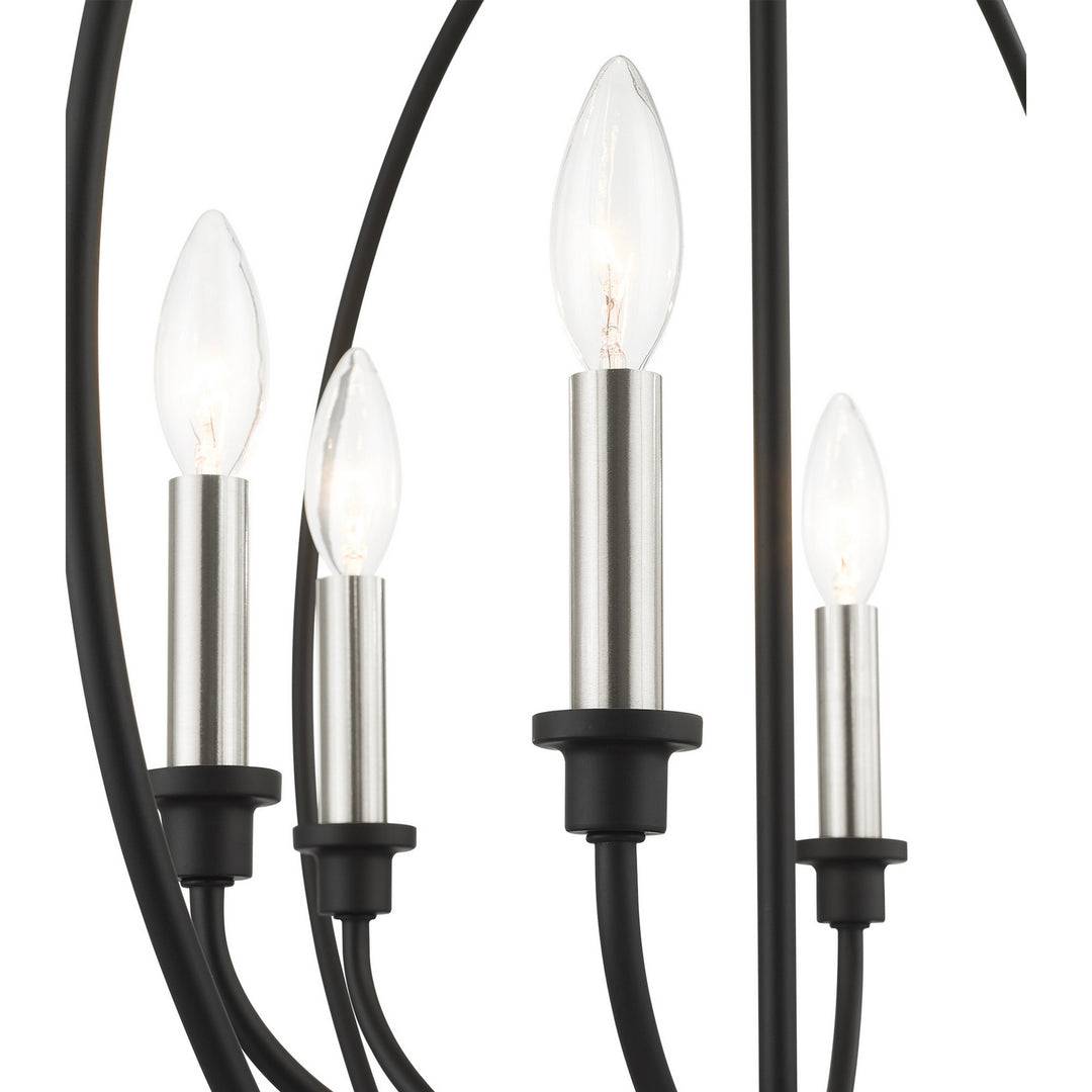 Livex Milania 4666-04 Chandelier Light - Black w/ Brushed Nickels