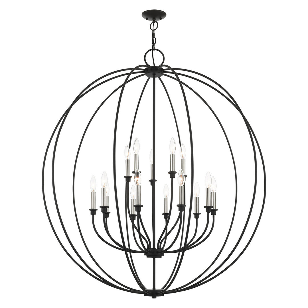 Livex Milania 46690-04 Chandelier Light - Black w/ Brushed Nickels