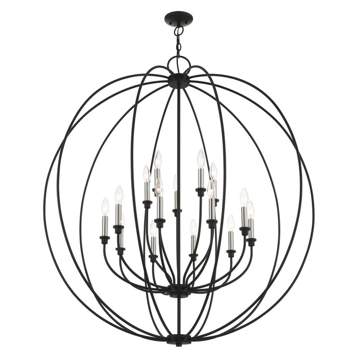 Livex Milania 46690-04 Chandelier Light - Black w/ Brushed Nickels