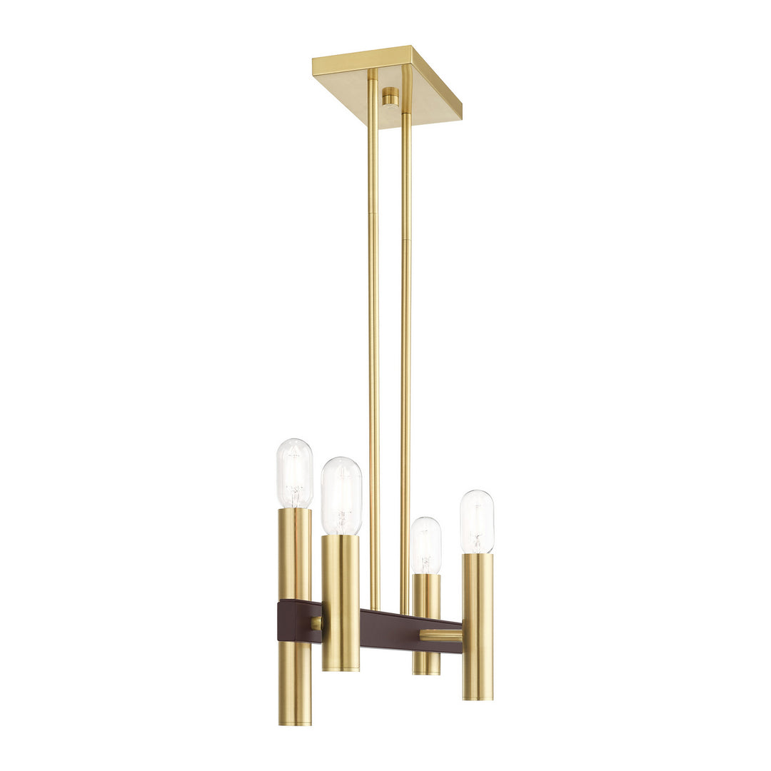 Livex Helsinki 46864-12 Pendant Light - Satin Brass w/ Bronzes
