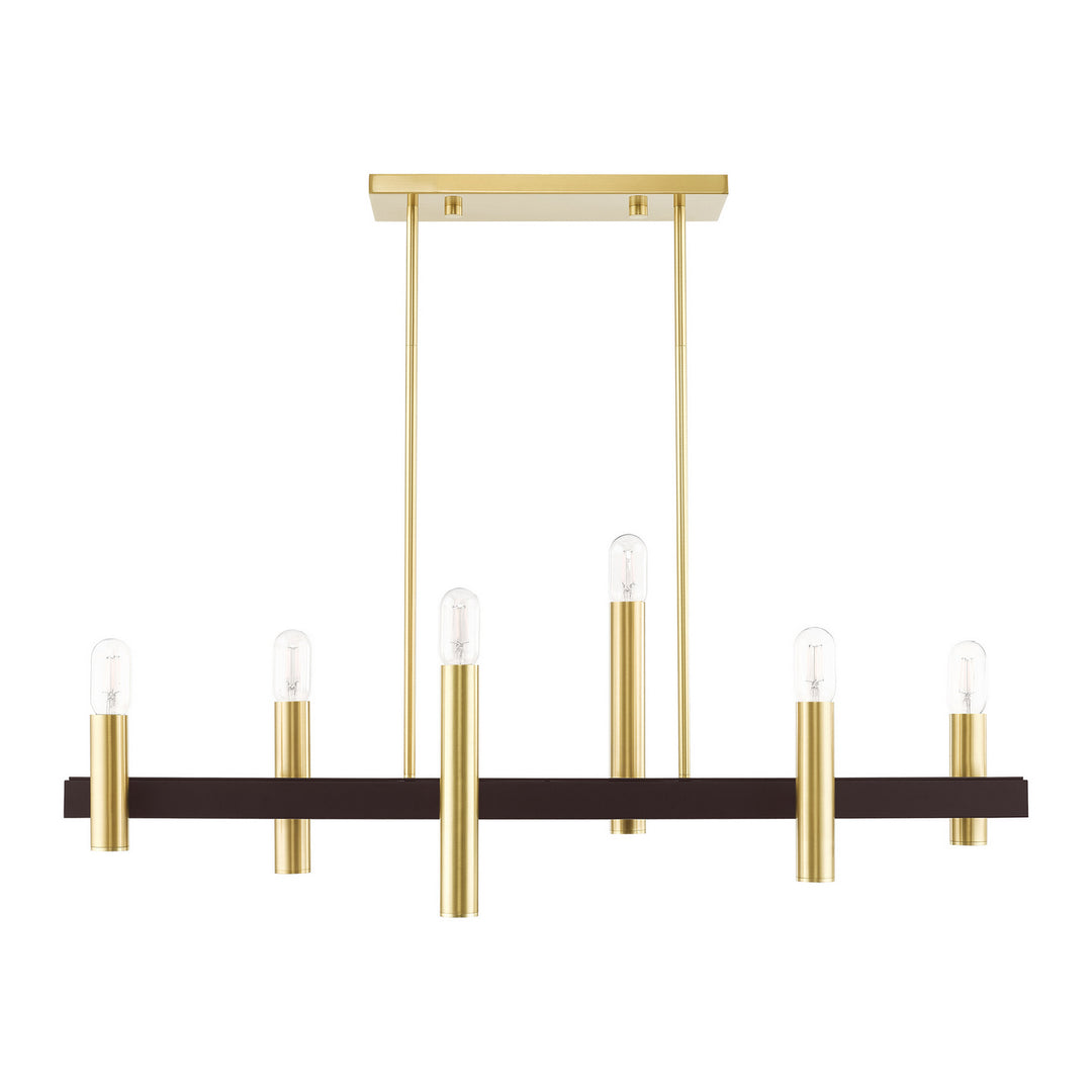 Livex Helsinki 46866-12 Pendant Light - Satin Brass w/ Bronzes