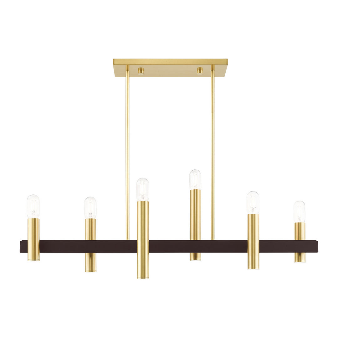 Livex Helsinki 46866-12 Pendant Light - Satin Brass w/ Bronzes