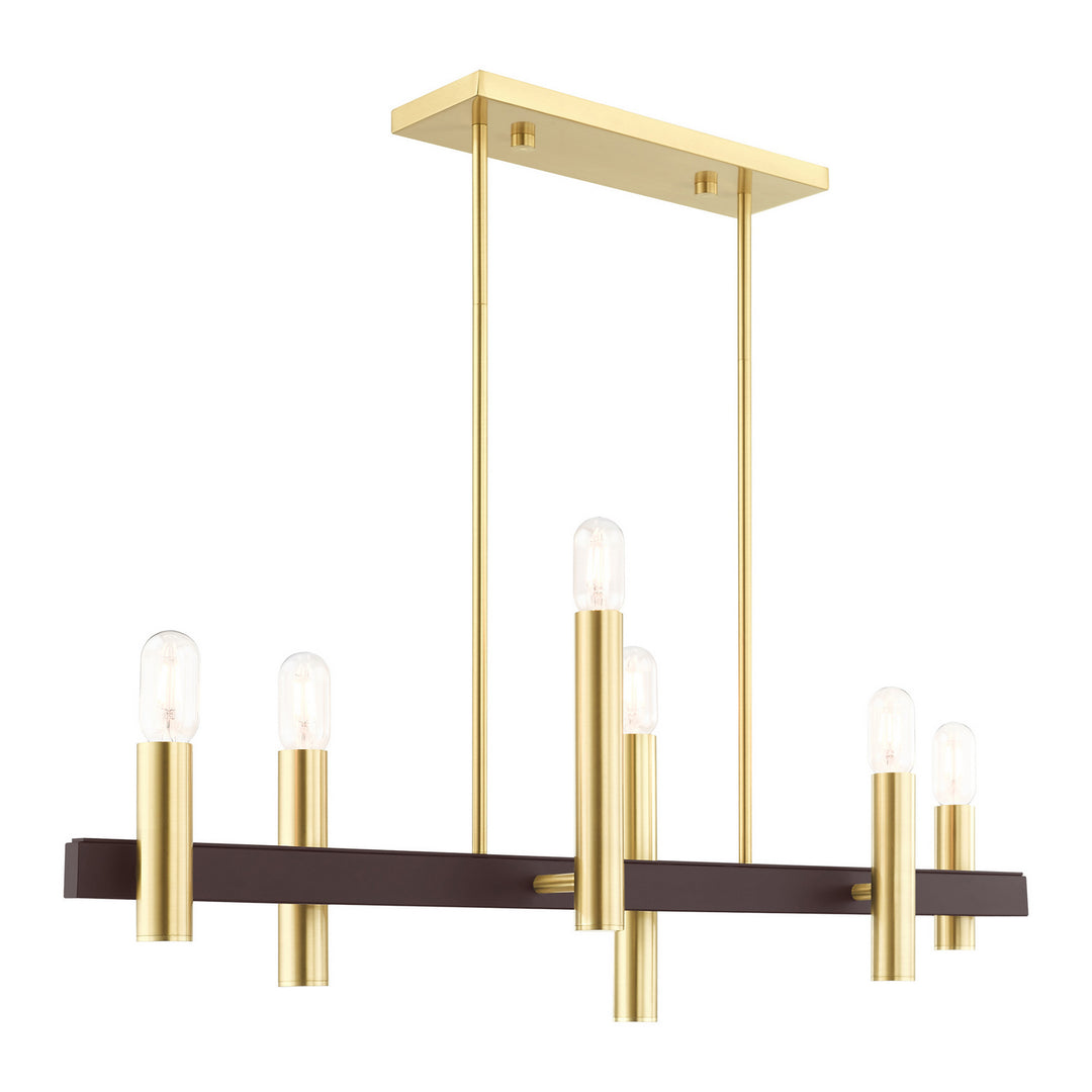 Livex Helsinki 46866-12 Pendant Light - Satin Brass w/ Bronzes
