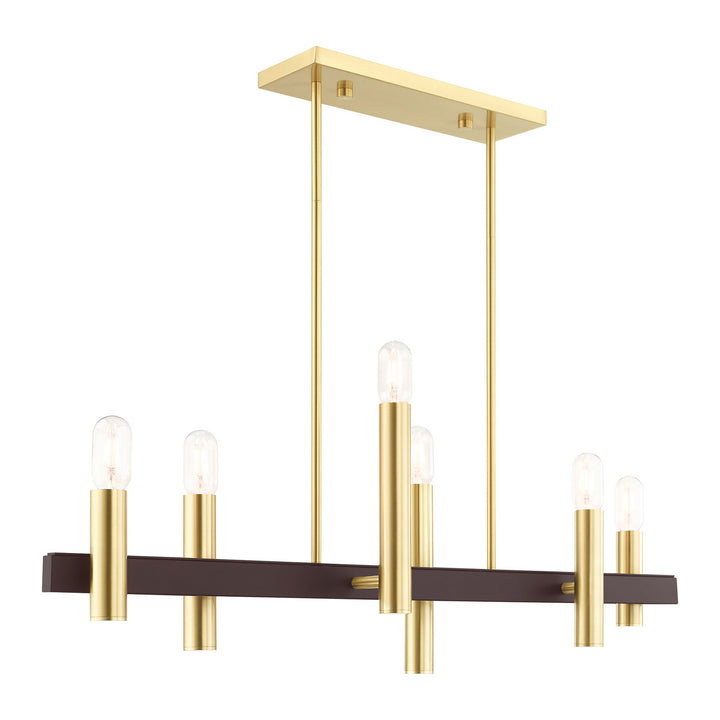 Livex Helsinki 46866-12 Pendant Light - Satin Brass w/ Bronzes