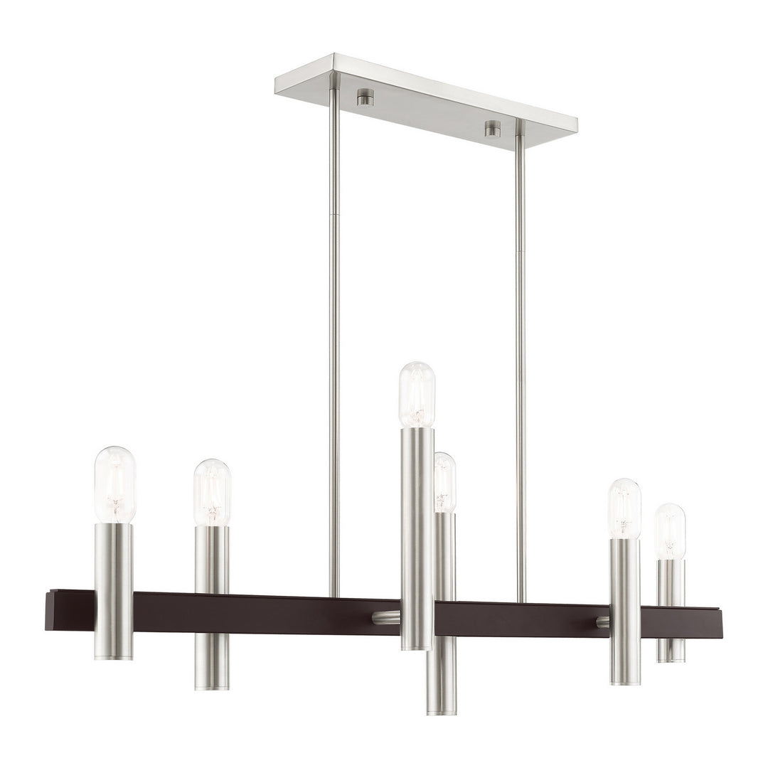 Livex Helsinki 46866-91 Pendant Light - Brushed Nickel w/ Bronzes