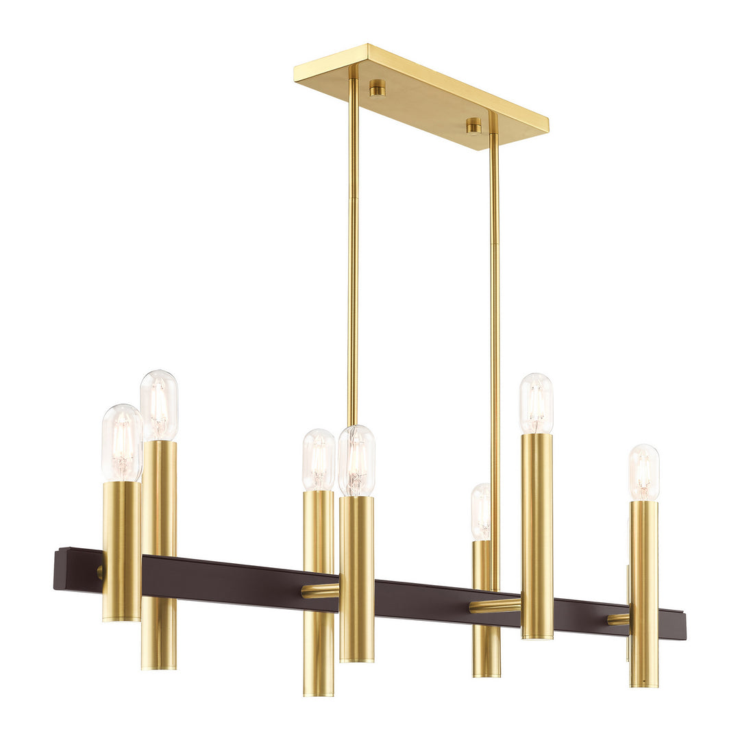 Livex Helsinki 46868-12 Pendant Light - Satin Brass w/ Bronzes