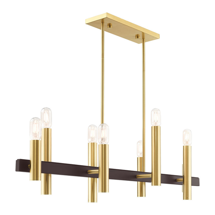 Livex Helsinki 46868-12 Pendant Light - Satin Brass w/ Bronzes