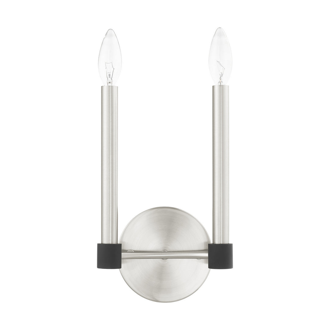 Livex Karlstad 46882-91 Wall Sconce Light - Brushed Nickel w/ Blacks