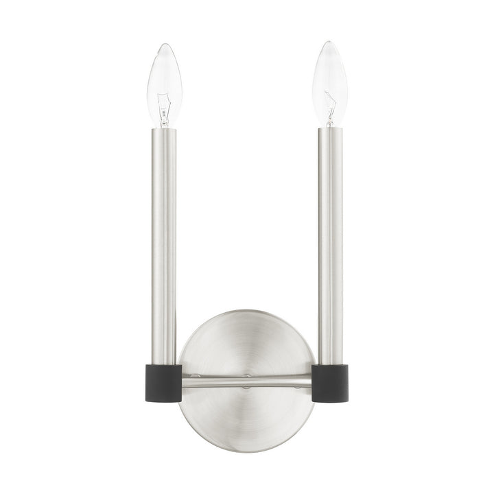 Livex Karlstad 46882-91 Wall Sconce Light - Brushed Nickel w/ Blacks