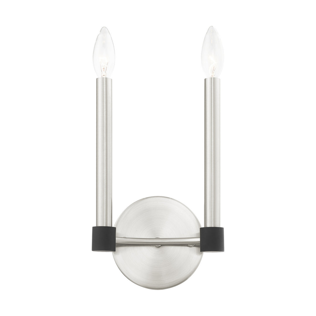Livex Karlstad 46882-91 Wall Sconce Light - Brushed Nickel w/ Blacks