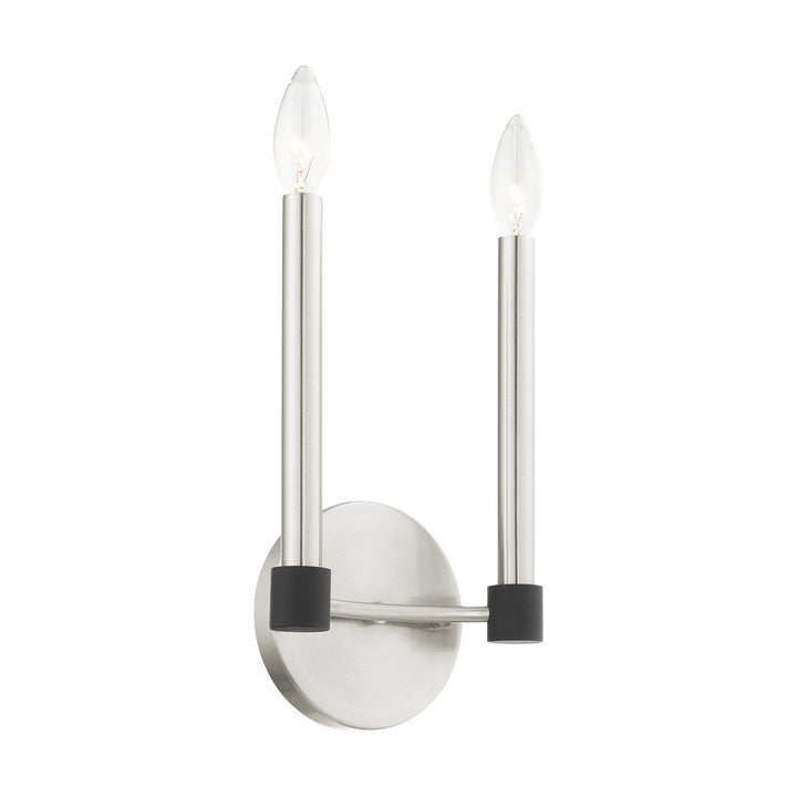 Livex Karlstad 46882-91 Wall Sconce Light - Brushed Nickel w/ Blacks