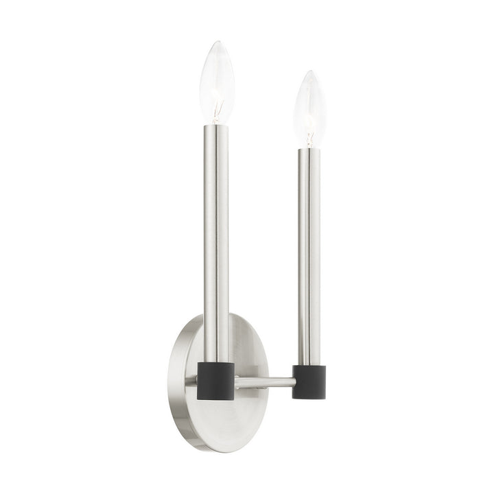 Livex Karlstad 46882-91 Wall Sconce Light - Brushed Nickel w/ Blacks