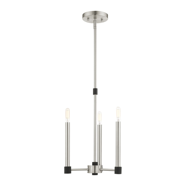Livex Karlstad 46883-91 Chandelier Light - Brushed Nickel w/ Blacks