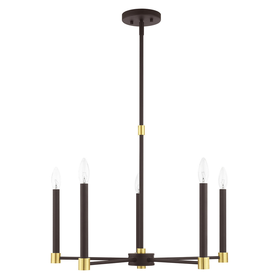 Livex Karlstad 46885-07 Chandelier Light - Bronze w/ Satin Brasss