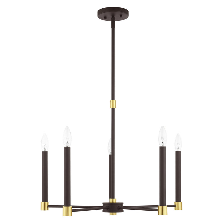 Livex Karlstad 46885-07 Chandelier Light - Bronze w/ Satin Brasss