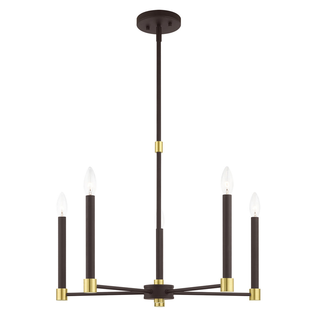 Livex Karlstad 46885-07 Chandelier Light - Bronze w/ Satin Brasss