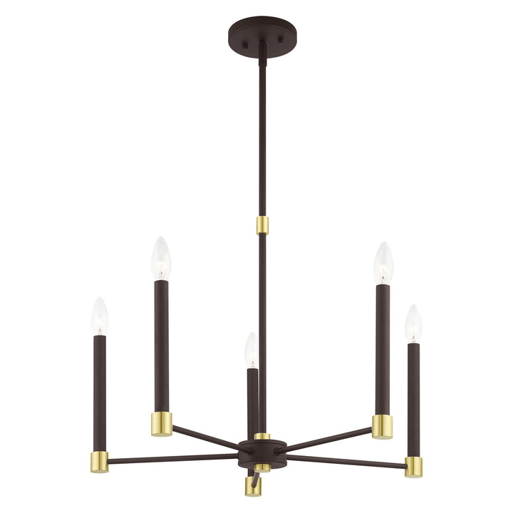 Livex Karlstad 46885-07 Chandelier Light - Bronze w/ Satin Brasss