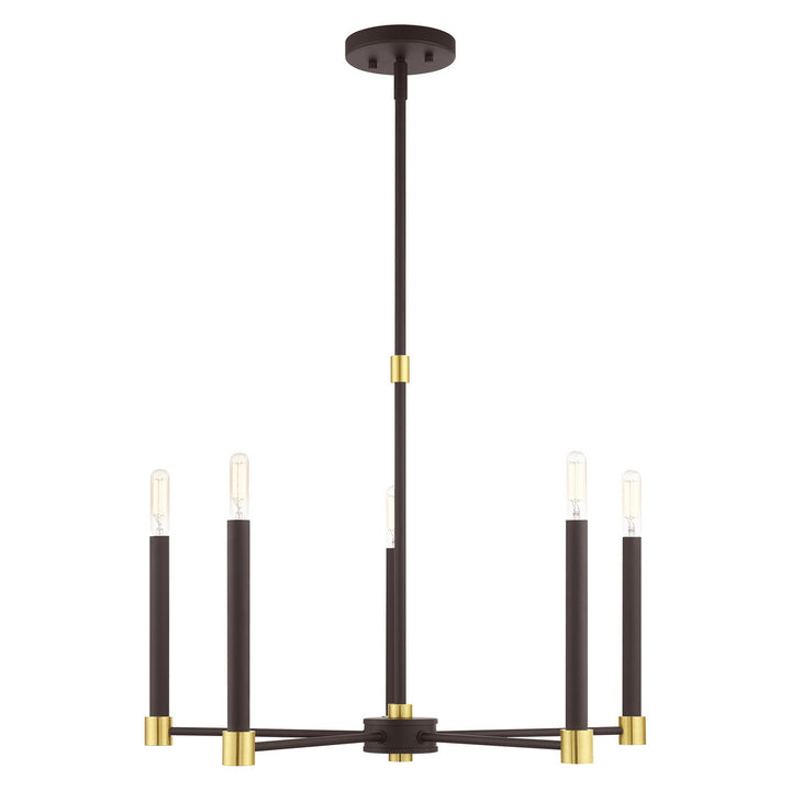 Livex Karlstad 46885-07 Chandelier Light - Bronze w/ Satin Brasss
