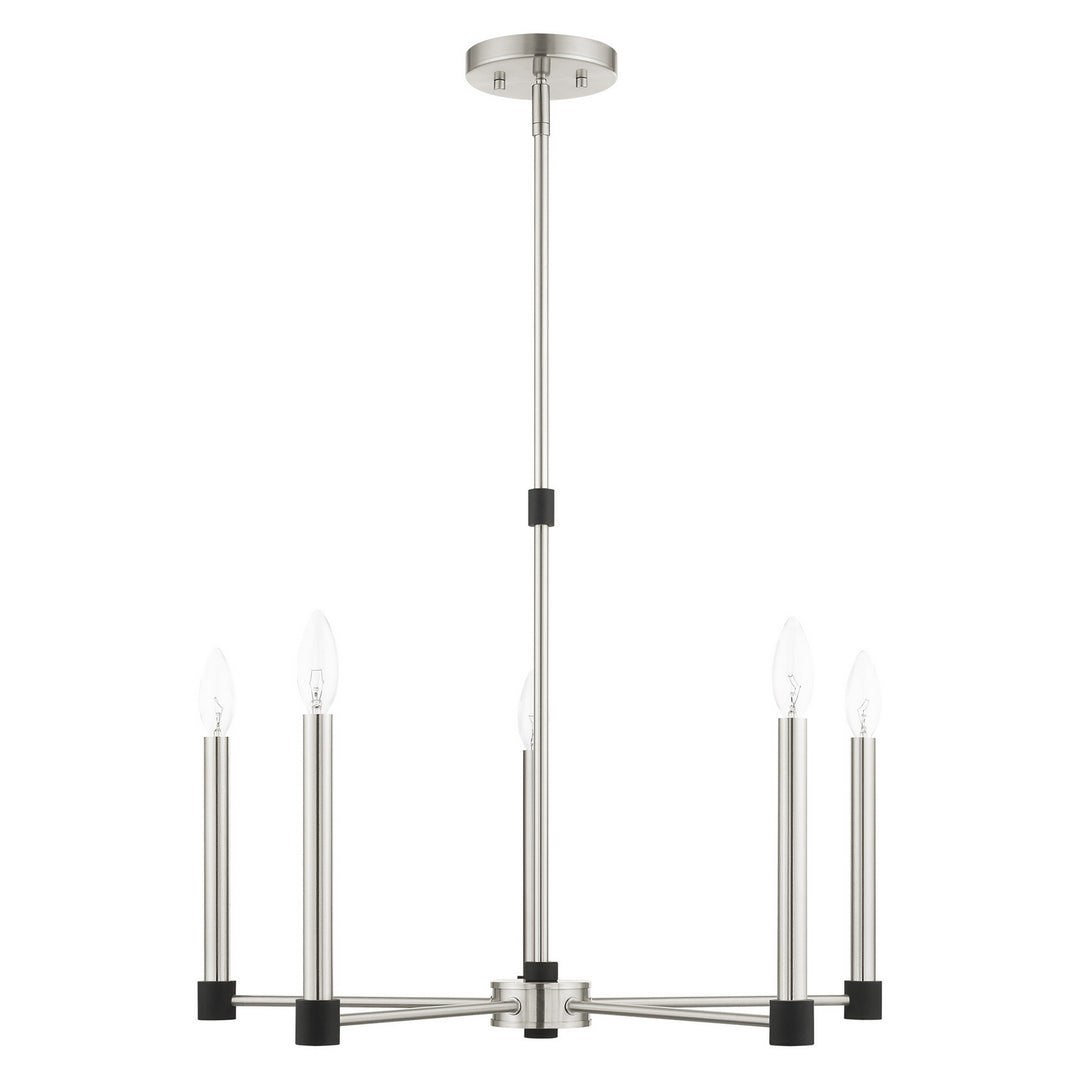 Livex Karlstad 46885-91 Chandelier Light - Brushed Nickel w/ Blacks